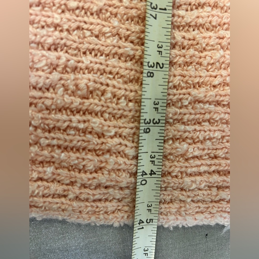 🌸”Karen Scott Vintage Baby Pink Nubby Knot Open Front Cardigan w/ Pockets Size L - Picture 13 of 17